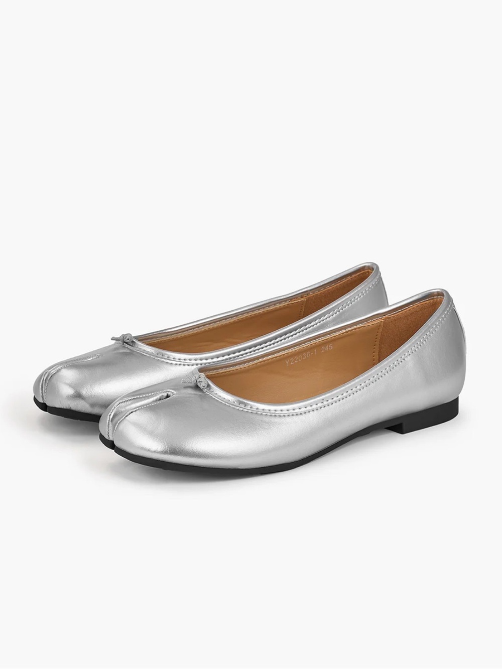 Metallic Silver Women's Tabi Ballet Flats